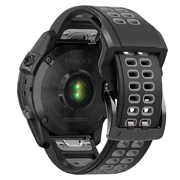 Myk Silikon Erstatningsklokkereim For Garmin Fenix 7X / 6X / 5X, med Spenne i Rustfritt Stål Black  Grey