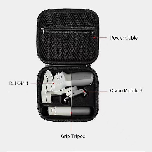DJI Osmo OM4 / Mobile 3 -käsikäyttöiselle gimbalille iskunkestävä säilytyskotelo 1680D kangasta, puhelinvakain