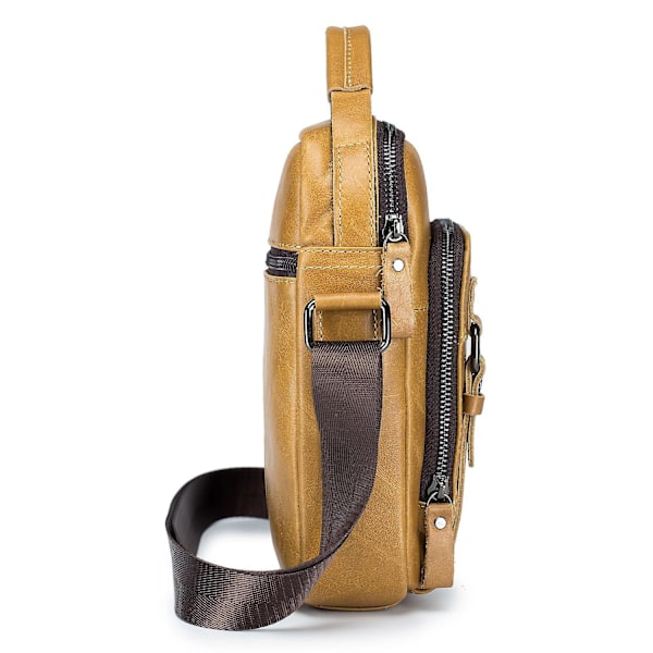 BULLCAPTAIN 0300 Messenger Bag i toppskiktsläder, retro, enkel axelväska för män Brown