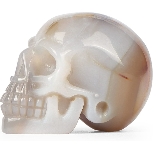 2.0-tommer Krystal Kraniehoved Dekor Agat Sten Kranier Figurer Skulptur Udskåret Reiki Healing Statue Samlerobjekt Figur