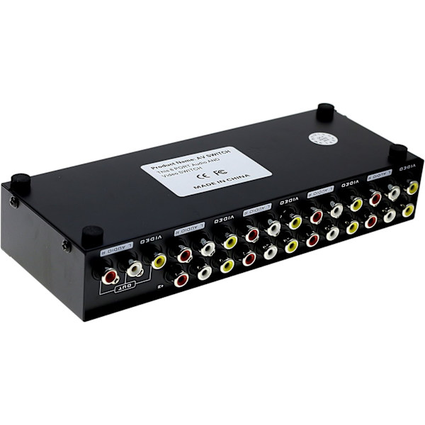 8-veis AV-bryter RCA-switcher 8 inn 1 ut Komposittvideo L/R Audio Velgerboks for DVD STB Spillkonsoller