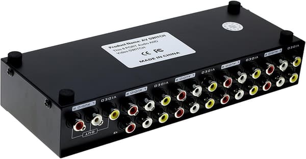 8-vejs AV Switch RCA Switcher 8 ind 1 ud Komposit Video L/R Audio Vælgerboks til DVD STB Spillekonsoller
