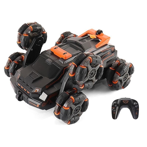 Barn 4WD 2.4GHz RC Bil 360-graders roterande stuntbil med ljus / spraydimfunktion Orange