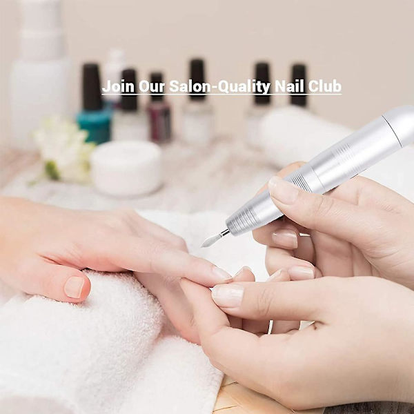 Elektrisk nagelborrmaskin-set, bärbar elektrisk nagelfilset för akrylgelnaglar, manikyrpedikyrverktyg med nagelborrbitar slipband Dus silver suit