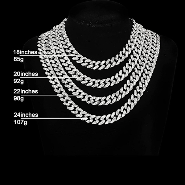 Halsband i kubansk länk för män, Miami kubansk halsband, 18k guld silver diamant slipad rostfritt stål kedja för män 13mm 10mm Iced Out Hip Hop smycken