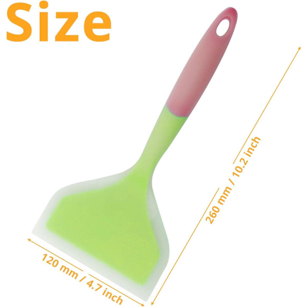 Silikonspatel pannkaksspade omelettspatel vändare för ägg fisk pannkaka pizza och biff bred mjuk pizzaspade non-stick värmebeständig kök Green * Pink Large