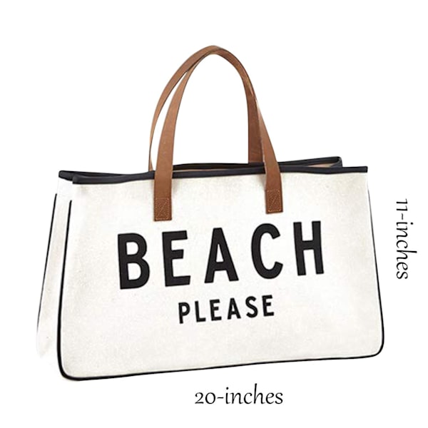 Strandveske i bomull og lin, stor kapasitet, tote bag i canvas