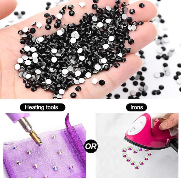 Krystal Rhinestones, flade Glassten til Neglekunst, DIY Håndværk black