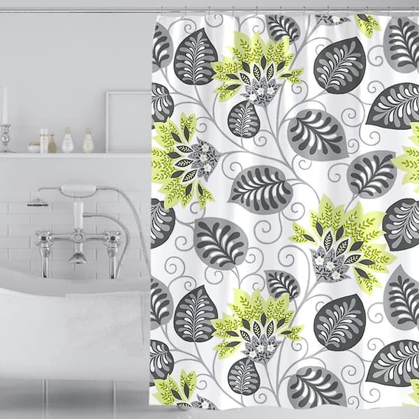 Duschdraperi 150 X 200cm Mögelresistent Vattentät Polyestertyg Blommor Badrum Duschdraperi Foder Lång Tvättbar Badgardin Med Krokar, W