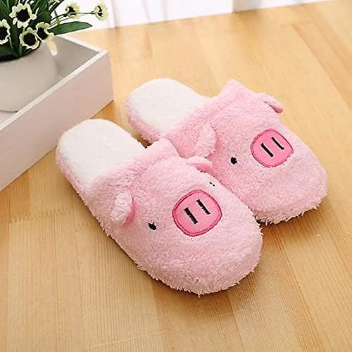 Dam- och herrtofflor, varma inomhus- och utomhusplyschfoder, halkfria tofflor 1pink Pig 89.5