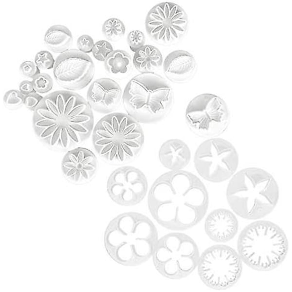33-delad fondantkakform, kakskärare, sockerblommor, blad, fjäril, hjärtform, dekorationsform, gör-det-själv-verktyg