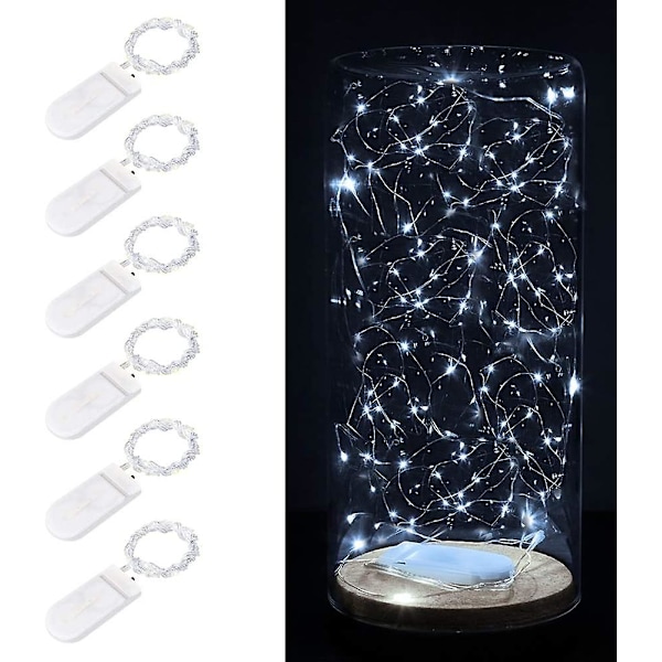 Strålkastare, 2-pack 16,4 fot 50 LED-batterier ingår Drivna dekorativa Twinkle-strängar för inomhus- och utomhusdekorationer Ljussträng Endast White light 3 2 FT 10 light