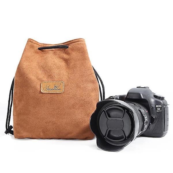 Myk Kameraveske for Canon Nikon DSLR Støtsikker Snørestreng Objektiv Bæreveske Firkantet Khaki