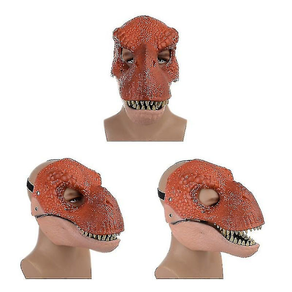 Verinen eläinnaamio Pelottava Tyrannosaurus Rex Dinosaurusnaamio Käärmeen suu Halloween Lateksi Godzilla Päänsuojus Brown