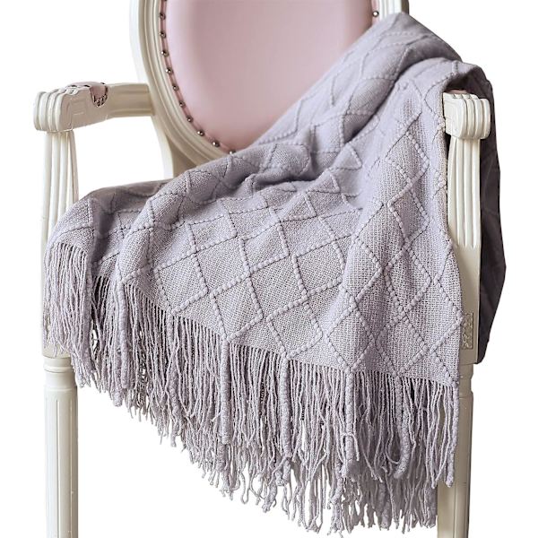 Strikket Tæppe Kvast Seng Polering Solid Nordisk Plaid Polering Mode Tæppe Blød Sofa Polering Dekorativt Sengetæppe Hellgrau