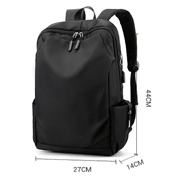 Ryggsekker Stor Kapasitet Vanntett Nylon Ryggsekk Casual 15.6 Datamaskin Bagasjeveske Svart