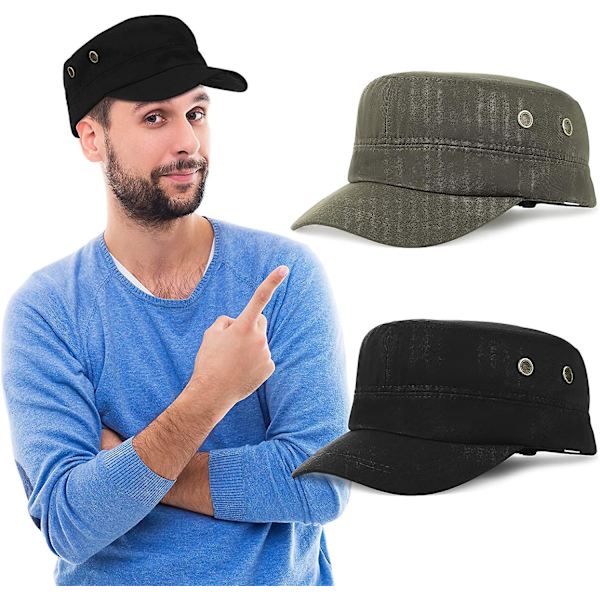 2 stycken cap i militärstil för män Army cap i bomull Unisex Army Militär platt cap