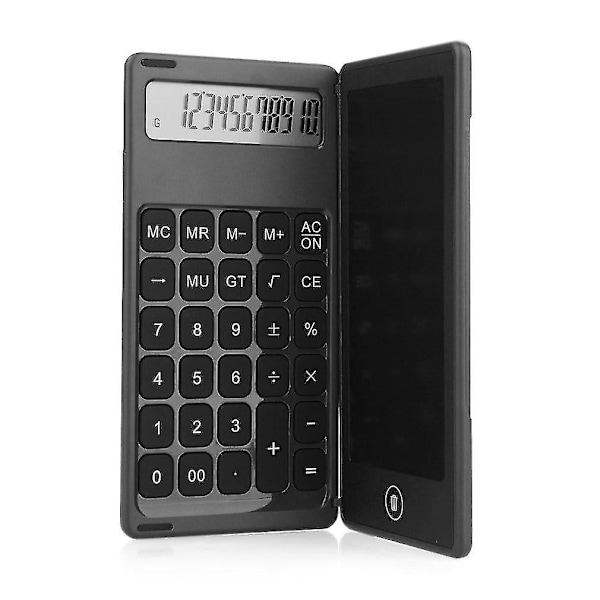 Lommeregnere Foldbar Lommeregner 6 Tommer Flydende Krystal 12 Cifret Display Foldbar Ultratynd Skriveplade Sort