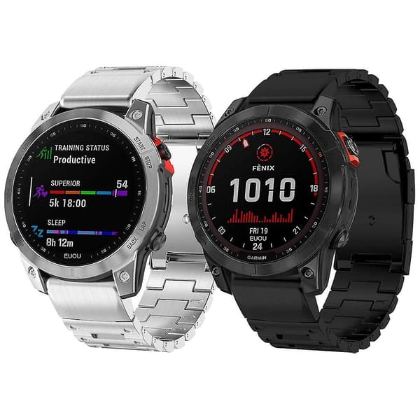 26 mm snabbspänne med fällbart spänne för Garmin Fenix 7X/7X Solar/Enduro/ Coros Vertix 2 Silver