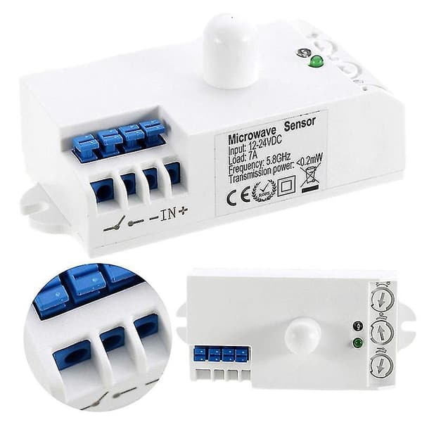 DC 12V-24V 5.8GHz 360 Mikrovågsrörelsesensor Kroppsrörelsesensor Induktionsswitch för LED-lampa