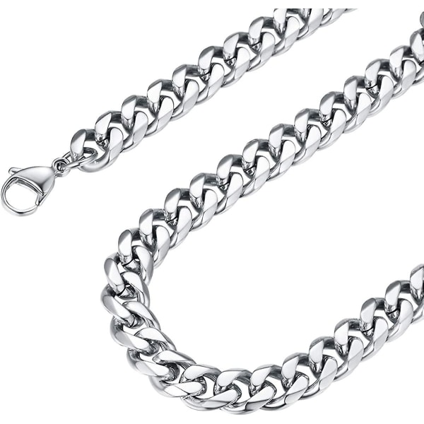 3/6/9/12 Mm Curb Cuban Chain Halsband, 316l rostfritt stål18k guldpläterat svart Chain Halsband, 18", 20", 22", 24", 26", 28", 30" Sliver