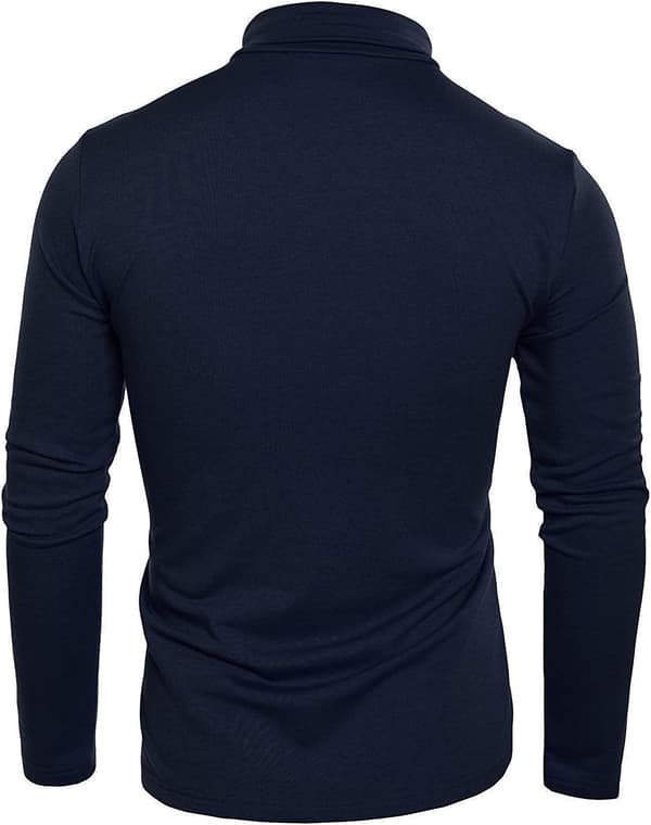 Slim Fit Rullekrave Trøjer til Mænd Basic Ensfarvet Strikket Pullover Navy blue