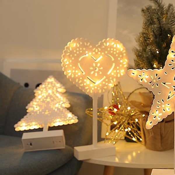 LED Stjerne Rattan Hul Form Bordlampe Juledekoration size2