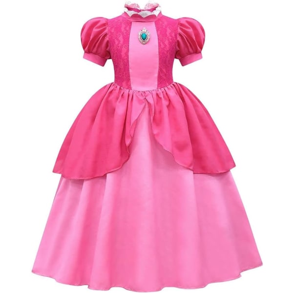 Flickor Super Bros Mario Luigi Princess Peach Kostym Barn Cosplay Fancy Dress Up Outfits Med Tillbehör 100cm
