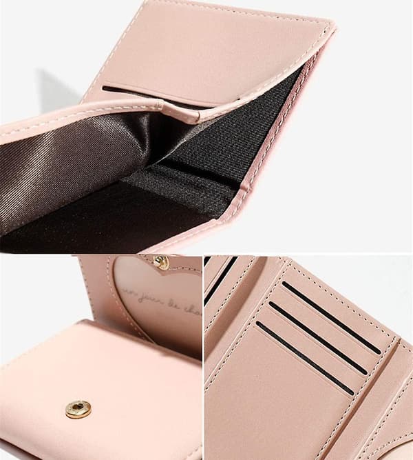 Cartoon Frukt Tri-Fold PU Plånbok Multi-Kortfack Liten Plånbok för Present (Rosa)