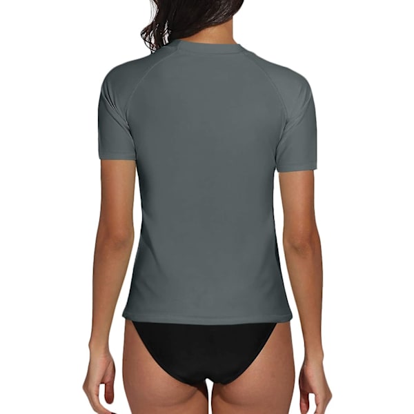 Kvinnors kortärmad skjorta surftopp badkläder sommar simning sport Upf 50+ blommig Grey L