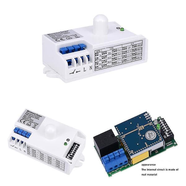 DC 12V-24V 5.8GHz 360 Mikrovågsrörelsesensor Kroppsrörelsesensor Induktionsswitch för LED-lampa