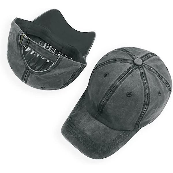 Klassisk Unisex Baseball Cap Justerbar Vasket Farvet Bomuldshat