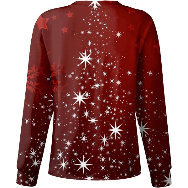 Kvinnors Skrubbjacka Tryckt Jul Tryckta Skrubbjackor För Kvinnor Höst Skrubbtoppar Jul Grafiska Sjuksköterskejackor 5XL L