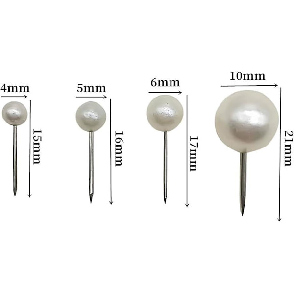 400 st Små Pärlhuvud Push Pins Kartnål Tumspikar Anslagstavla Push Pins Vita Metall Push Pins Dekorativa Hantverk Tumspikar Plast Push Pins