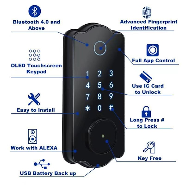 Automatisk fingeraftrykslås WiFiTTLOCK Bluetooth kombinationslås elektronisk trædørslås