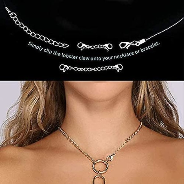 Halsbandsförlängare, 10 st Rostfritt stål Halsband Kedja Halsbandsförlängare Guld Silver För smyckestillverkning