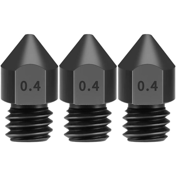3 stk. 0,4 mm hærdede stål dyser til 1,75 mm filament til Creality Ender 3 / CR-10 / CR-10S Pro/TEVO Tarantula Pro/TEVO Flash/Sapphire Pro