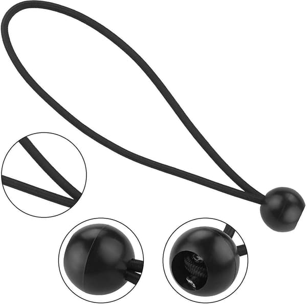 25 stk. Svarte Elastiske Strammere, Presenningsstrammere, Ball Elastisk Strammer