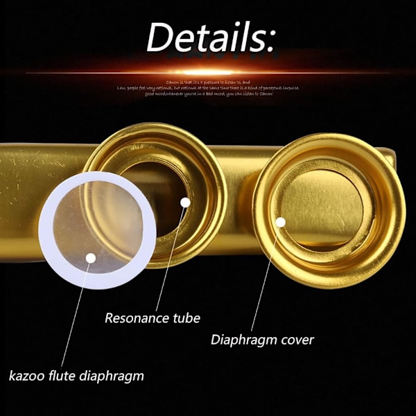 Metallinen Kazoo, Alumiiniseoksesta valmistettu Kazoo 5 Kazoo-huilukalvolla ja kauniilla laatikolla musiikki-instrumenttien ukulele-kitarakumppaneille