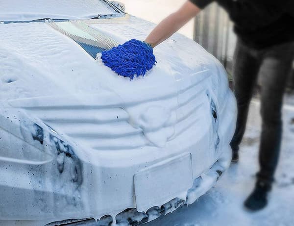 Tvåpack biltvättvantar - Stora mikrofibervantar, marinblå