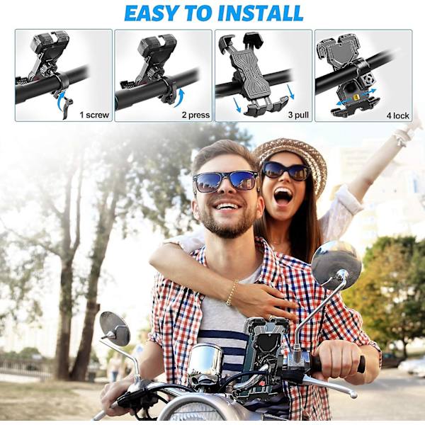 Sztxj cykeltelefonhållare, universell motorcykeltelefonhållare, 360 graders rotation anti-vibration för iPhone 12 Mini/12/11 Pro Max/xs/xr, Samsung S10/s9/s8, Hua
