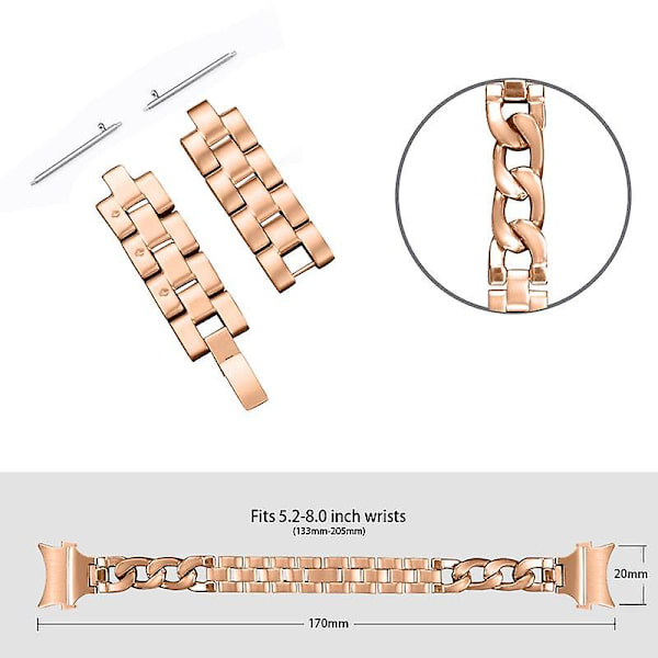 Klassinen ruostumattomasta teräksestä valmistettu ranneke Samsung Galaxy Watch4 Active 40mm/44mm /Watch4 Classic 42mm/46mm -kelloille Rose Gold
