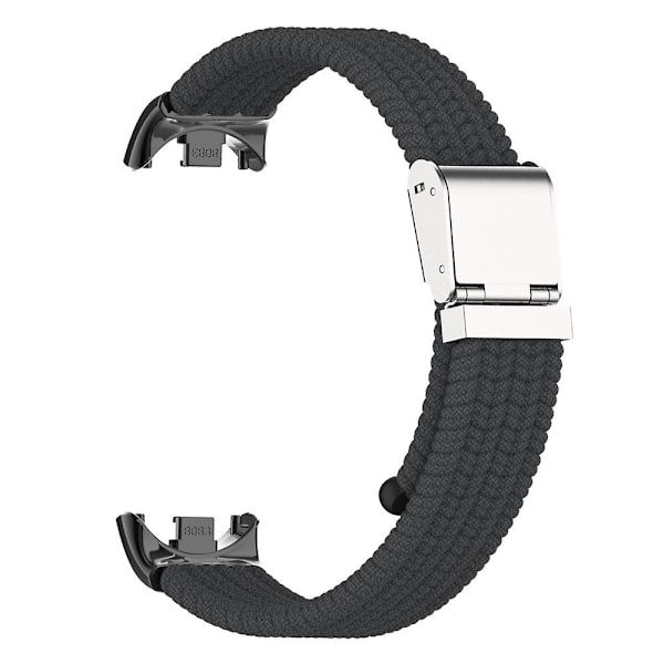 För Xiaomi Smart Band 8 flätad nylon klockarmband justerbart spänne elastiskt band Charcoal Black