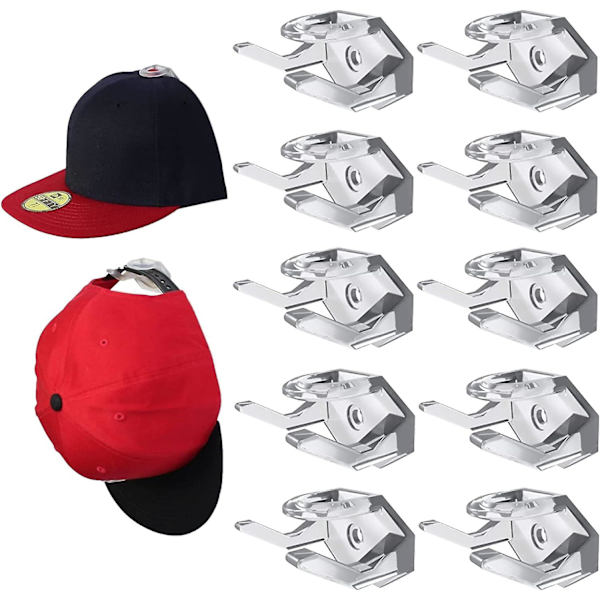 Gennemsigtig Hattekrog, Hattekroge, 10 Stk. Kasket Holder, Selvklæbende Vægkrog Til Hatte, Baseball Kasket Holder, Til Kasket Krog Organizer Til Dør, Væg