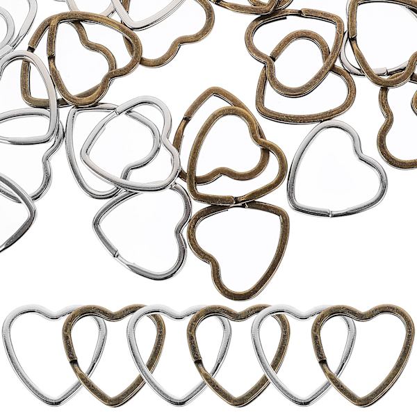 40 stk. Metall Hjerteformede Delte Nøkkelringer Håndverk DIY Ringer Nøkkelring Metall Nøkkelringer