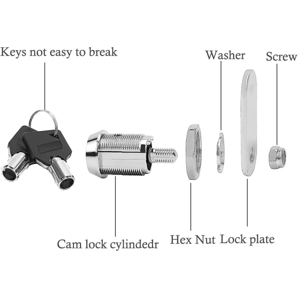 (20 mm)gängat rörformigt kamlås, cylinderlås Brevlåda Säkerhetslås för dörr, låda, skåp, brevlåda med nycklar