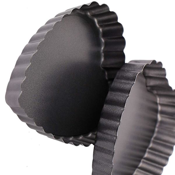 4 stk. hjerteformede små non-stick bageforme med blondekant, sort