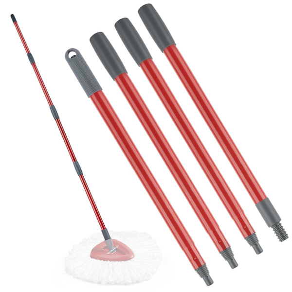Spin Mop -varren vaihto-osa, yhteensopiva O-Ceda Spin Mop -moppien ja -ämpäreiden kanssa, 4-osainen 76 cm - 147 cm moppivarsi, moppikeppi lattianpesuun - GSLA