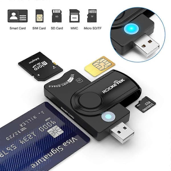 USB3.0 skattefil IC smartkortläsare SD/TF/SIM-kort multifunktionsläsare