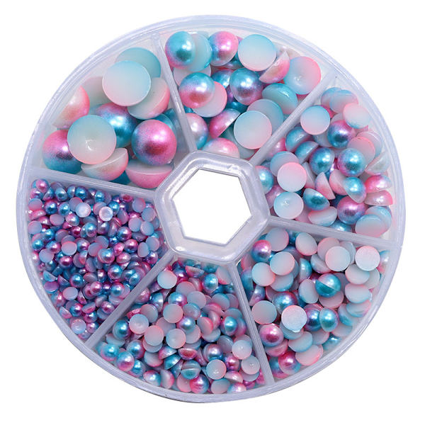 1150 Kpl Puolihelmiä, BetterJonny Puoliksi Litteät Pyöreät Helmihelmet DIY-askarteluun, 6 Kokoa: 3mm, 4mm, 5mm, 6mm, 8mm, 10mm A